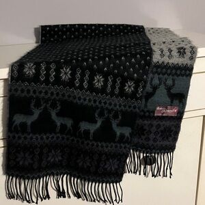 Black and Gray Reindeer Pattern Soft Scarf Better Than Cashmere